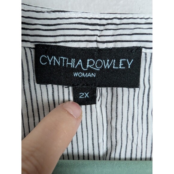 Cynthia Rowley Shirt Womens Blue White Striped 2X - Picture 3 of 6
